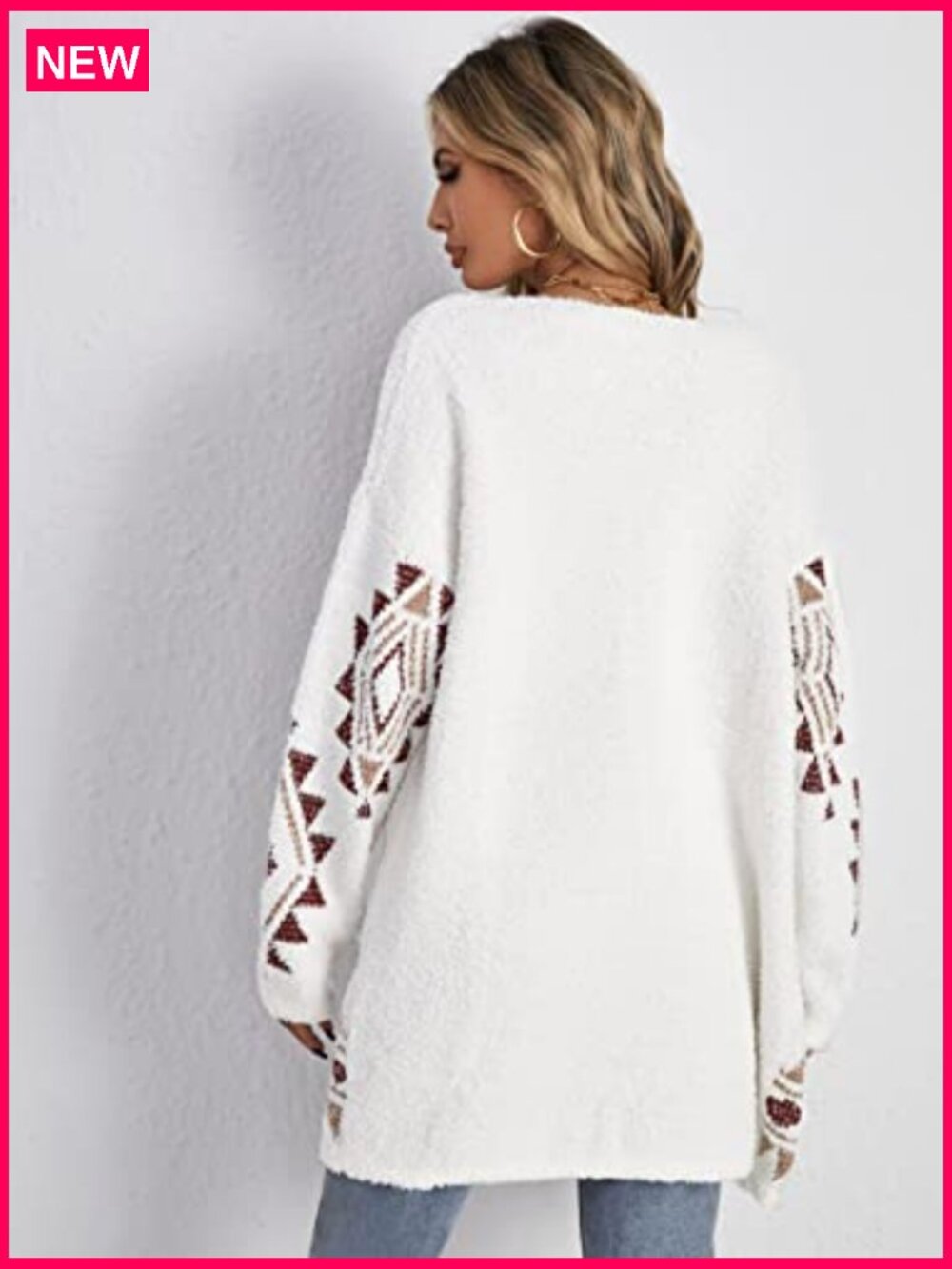 Open Front Long Sleeve Cardigan Chunky Sweater Drop Shoulder Casual - Picture 2 of 6